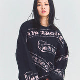 GA MOHAIR EMBLEM総柄 KNIT