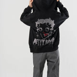 BETTY BOOP NEVERMIND ラインストーン・裏毛ZIPパーカー