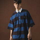 ANGLAN-Stripe Wappen PK Half Shirt