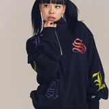 GA 裏毛-COLORFULL刺繍HALF-ZIP