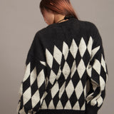 JE DIA/ARGYLE JQ SHAGGY KNIT CARDIGAN