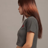 GA HEART ﾘﾌﾞｼｮｰﾄ丈ZIP UP TEE