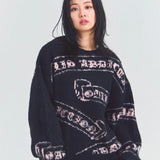 GA MOHAIR EMBLEM総柄 KNIT