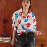 【The Rolling Stones×JACKROSE】 総柄･リップス&タン SSシャツ