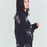 GA MOHAIR EMBLEM総柄 KNIT