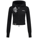 SupBaby by SUPPLIER/サプベイビー バイ サプライヤー Multiple Cross Rhinestone Pierced Zip Hoodie