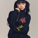 GA 裏毛-COLORFULL刺繍HALF-ZIP
