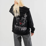 BETTY BOOP NEVERMIND ラインストーン・裏毛ZIPパーカー