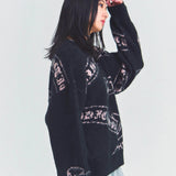 GA MOHAIR EMBLEM総柄 KNIT