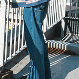 JE-FRINGE DENIM PANTS