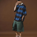 ANGLAN-Stripe Wappen PK Half Shirt