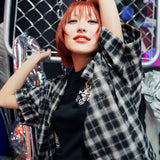 【GALFY×GALLIS ADDICTION】安心の十字架キラキラチェックSSシャツ