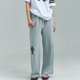 MUCENT/ムセント CROSS LEATHER PATCH SWEAT PANTS