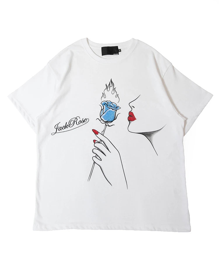 JE-KISS&ROSE GLITTER TEE