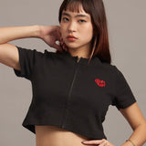 GA HEART ﾘﾌﾞｼｮｰﾄ丈ZIP UP TEE