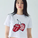 【The Rolling Stones×JACKROSE】サクランボ・リップス&タン クロップド丈 SSTEE