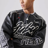 FUBU-Faux Leather Racing Jacket