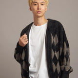 JE DIA/ARGYLE JQ SHAGGY KNIT CARDIGAN