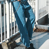 JE-FRINGE DENIM PANTS
