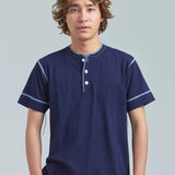 Healthknit/ヘルスニット INDIGO HENLEY NECK SHORT SLEEVE TEE
