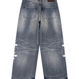 SUPPLIER/サプライヤー Multiple Cross Leather Patch Baggy Denim