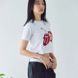【The Rolling Stones×JACKROSE】サクランボ・リップス&タン クロップド丈 SSTEE