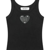 MUCENT/ムセント CROSS LEATHER PATCH SLEEVELESS