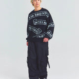 GA MOHAIR EMBLEM総柄 KNIT