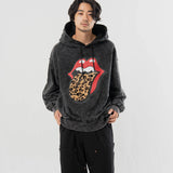 【The Rolling Stones×JACKROSE】 シグネチャー ヒョウ柄 フード刺繍-プルパーカー