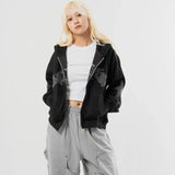JE-ロゴフェイクスウェード・ZIPパーカー