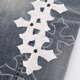 SUPPLIER/サプライヤー Multiple Cross Leather Patch Baggy Denim