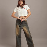 GA HEART ﾘﾌﾞｼｮｰﾄ丈ZIP UP TEE