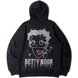BETTY BOOP NEVERMIND ラインストーン・裏毛ZIPパーカー