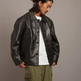 SKOOKUM.JE LAMB LEATHER CAR COAT
