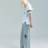 MUCENT/ムセント CROSS LEATHER PATCH SWEAT PANTS