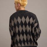 JE DIA/ARGYLE JQ SHAGGY KNIT CARDIGAN
