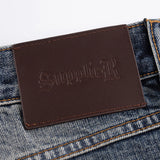 SUPPLIER/サプライヤー Multiple Cross Leather Patch Baggy Denim