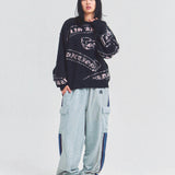 GA MOHAIR EMBLEM総柄 KNIT