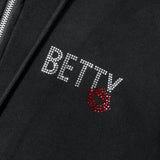 BETTY BOOP NEVERMIND ラインストーン・裏毛ZIPパーカー