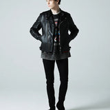 【THE ROLLING STONES×JACKROSE】 COW LEATHER SEMI DOUBLE STAND RIDERS