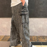 GA DENIM WIDE-CARGO PANTS