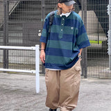 ANGLAN-Stripe Wappen PK Half Shirt