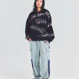 GA MOHAIR EMBLEM総柄 KNIT