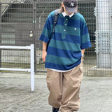 ANGLAN-Stripe Wappen PK Half Shirt