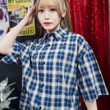 【GALFY×GALLIS ADDICTION】安心の十字架キラキラチェックSSシャツ