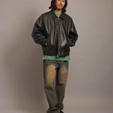 SKOOKUM.JE LAMB LEATHER ZIP JACKET