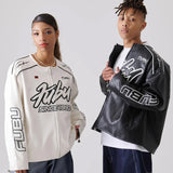 FUBU-Faux Leather Racing Jacket
