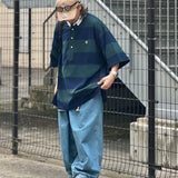 ANGLAN-Stripe Wappen PK Half Shirt