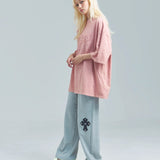 MUCENT/ムセント CROSS LEATHER PATCH SWEAT PANTS