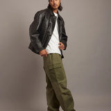 SKOOKUM.JE LAMB LEATHER CAR COAT